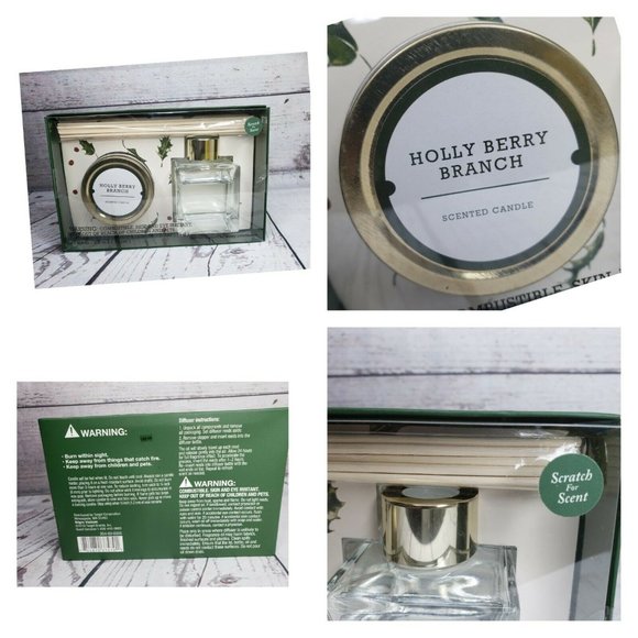 Holly Berry Branch Scented Candle & Reed Oil Aroma